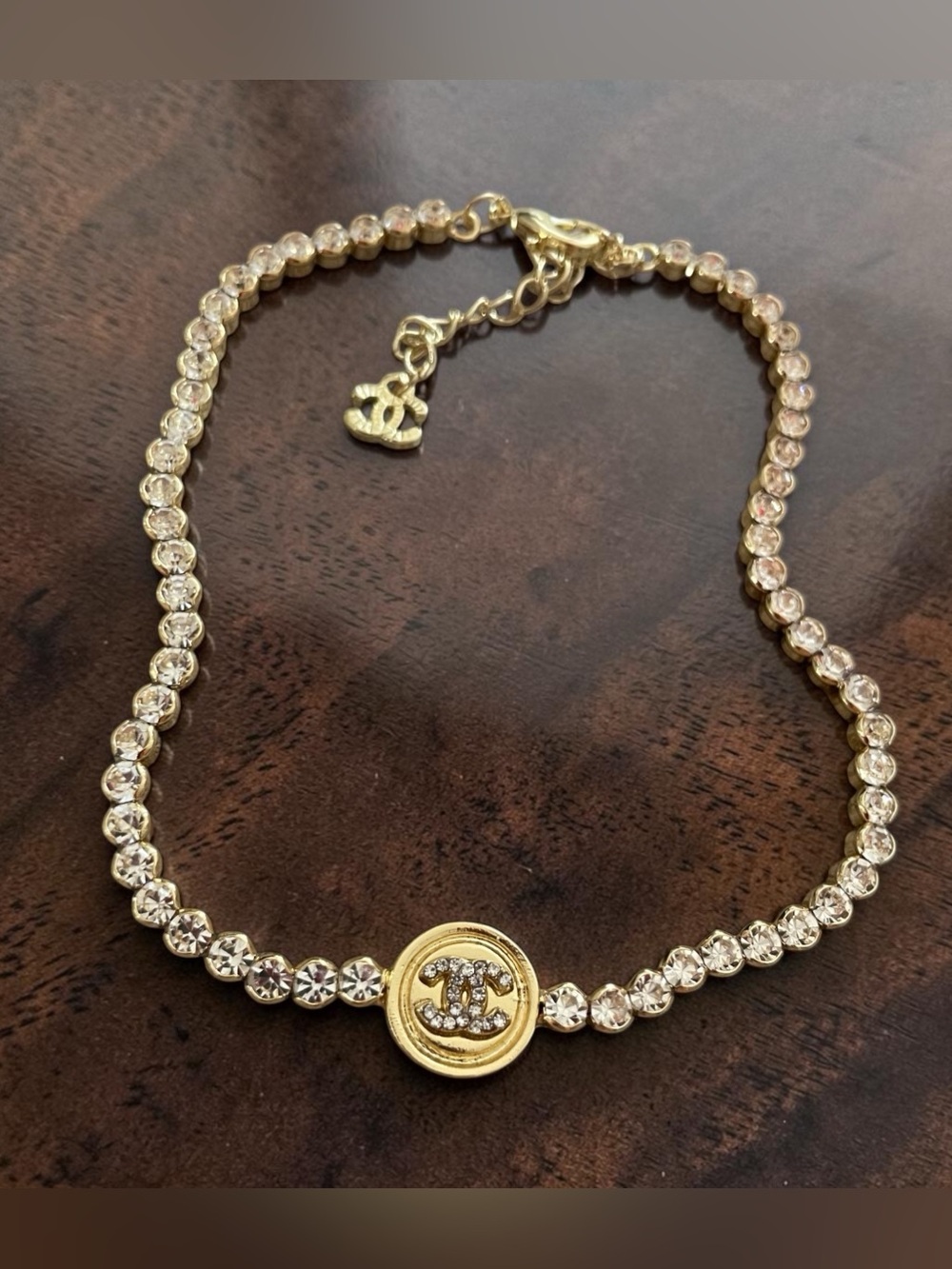 Chanel Gold and Crystal Pendant Necklace - Picture 2 of 3